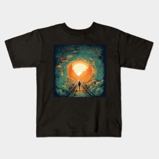 Tunnel of Love, Ukraine cartoon sunset illustration Kids T-Shirt